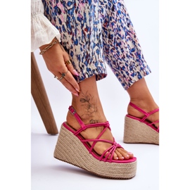 Sandalias De Cuña De Moda Con Trenza Nessia Fucsia rosado 6