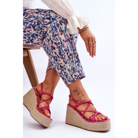 Sandalias De Cuña De Moda Con Trenza Nessia Fucsia rosado 7