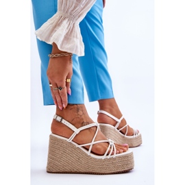 Sandalias De Cuña De Moda Con Trenza Blanca Nessia blanco 3