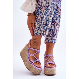 Sandalias de cuña Nessia de moda con trenza púrpura 1