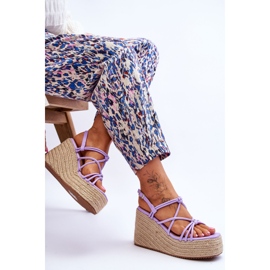 Sandalias de cuña Nessia de moda con trenza violeta 6