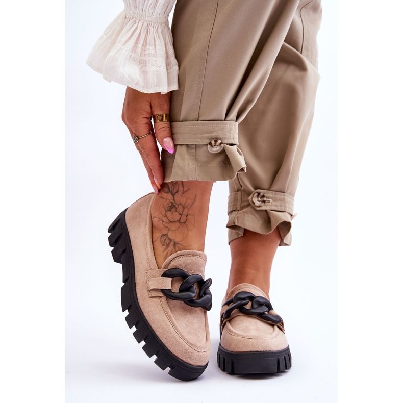 Vinceza Mocasines Mujer Ante Plataforma Beige Bennett negro 1