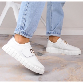 Zapatos de mujer en piel con plataforma con velcro blanco Vinceza 87904 3