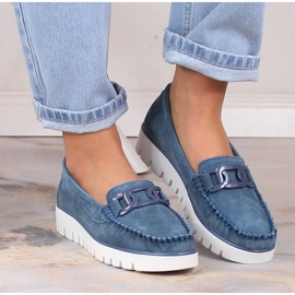 Mocasines mujer piel ante plataforma azul Filippo DP3334 3