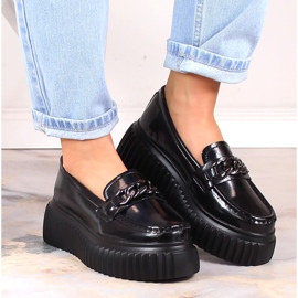 Filippo DP4450 mocasines de cuero negro en la plataforma 3