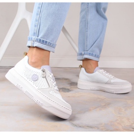 Cómodas deportivas de mujer caladas blancas Rieker M1905-80 blanco 3