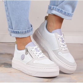 Cómodas deportivas de mujer caladas blancas Rieker M1905-80 blanco 4