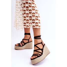 Sandalias De Piel Con Cuña Margaritt Negro 3