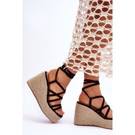 Sandalias De Piel Con Cuña Margaritt Negro 4