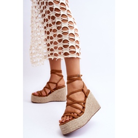 Sandalias De Piel Con Cuña Marrón Margaritt 3