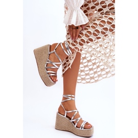 Sandalias de cuña plateadas Margaritt plata 2