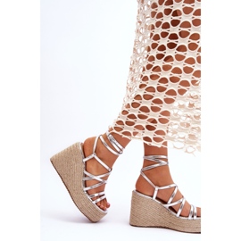Sandalias de cuña plateadas Margaritt plata 3