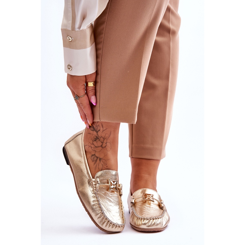 Mocasín Clásico Piel Con Adorno Laura Messi 2459 Oro dorado 1