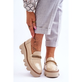 Mocasines De Moda En La Plataforma Con Decoración Laura Messi 2600 Beige 1