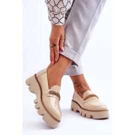 Mocasines De Moda En La Plataforma Con Decoración Laura Messi 2600 Beige 2