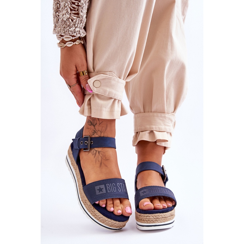 Sandalias Cómodas De Mujer Con Plataforma Big Star LL274869 Azul Marino 1
