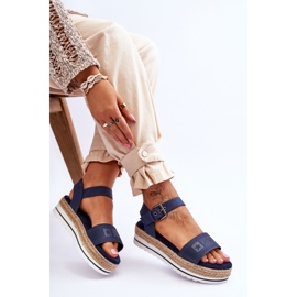 Sandalias Cómodas De Mujer Con Plataforma Big Star LL274869 Azul Marino 5