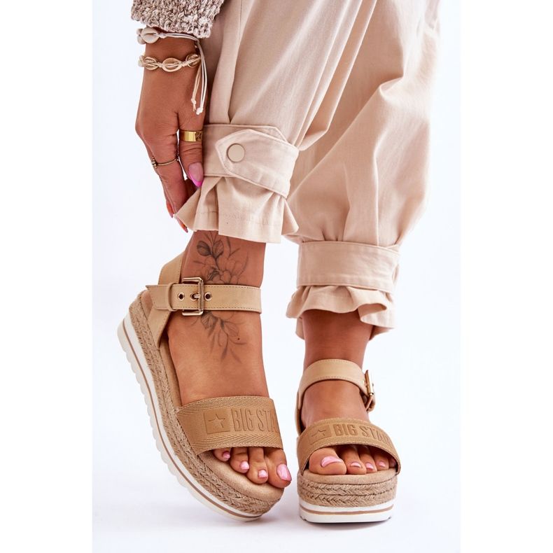 Sandalias Mujer Plataforma Cómodas Big Star LL274872 Beige marrón 1