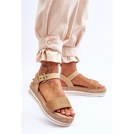 Sandalias Mujer Plataforma Cómodas Big Star LL274872 Beige marrón 3