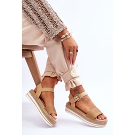 Sandalias Mujer Plataforma Cómodas Big Star LL274872 Beige marrón 5