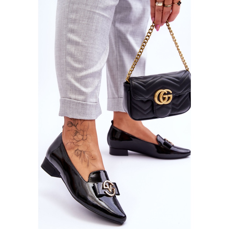 Vinceza Mocasines Tacón Bajo Charol Negro Asselia 2