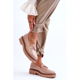 Vinceza Mocasines De Mujer Lacados En La Plataforma Con Decoración Beige Jonett 4