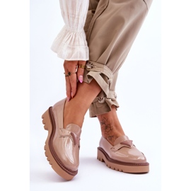 Vinceza Mocasines De Mujer Lacados En La Plataforma Con Decoración Beige Jonett 2