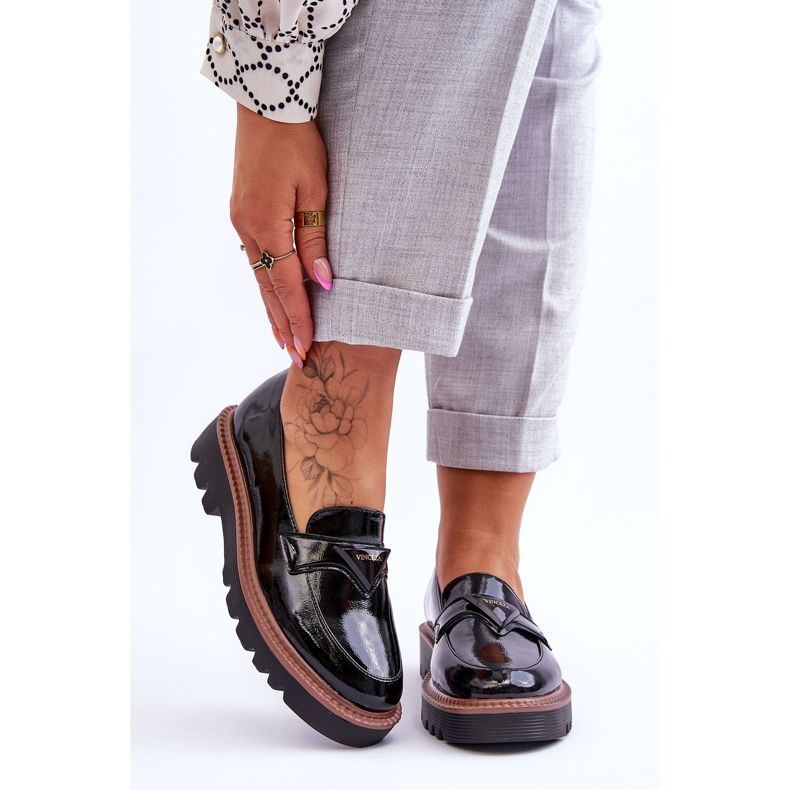 Vinceza Mocasines De Mujer Lacados Con Plataforma Y Decoración Negro Jonett 1