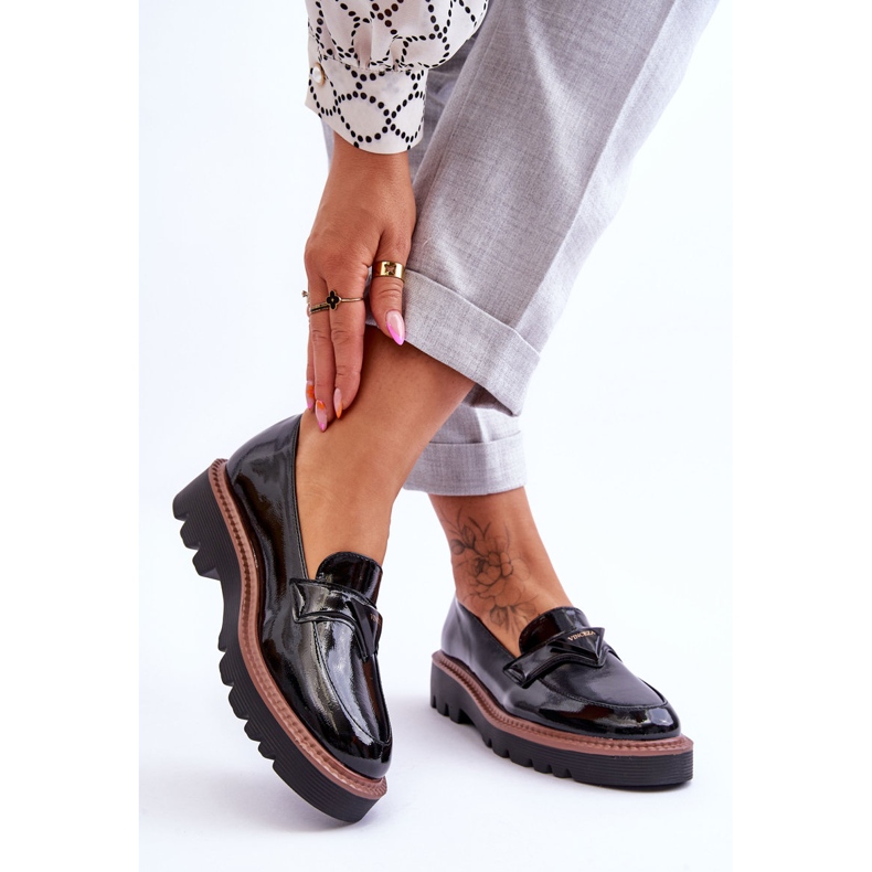 Vinceza Mocasines De Mujer Lacados Con Plataforma Y Decoración Negro Jonett 2
