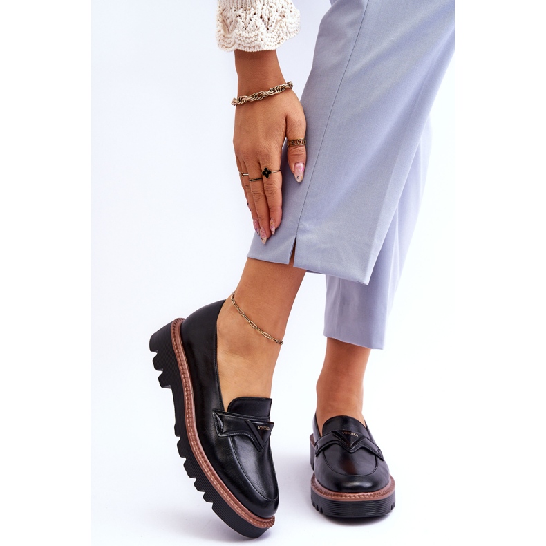 Vinceza Mocasines Mujer De Piel Con Plataforma Con Adorno Negro Jonett 1