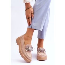 Vinceza Mocasines de ante con cristales beige Demeris 1