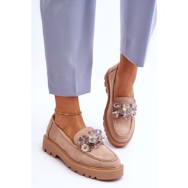 Vinceza Mocasines de ante con cristales beige Demeris 4