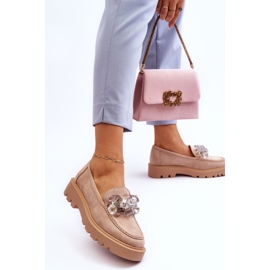 Vinceza Mocasines de ante con cristales beige Demeris 6