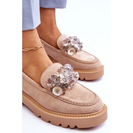 Vinceza Mocasines de ante con cristales beige Demeris 5