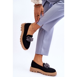 Vinceza Mocasines De Ante Con Cristales De Moda Negro Demeris 2