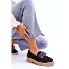 Vinceza Mocasines De Ante Con Cristales De Moda Negro Demeris 6