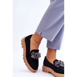 Vinceza Mocasines De Ante Con Cristales De Moda Negro Demeris 4