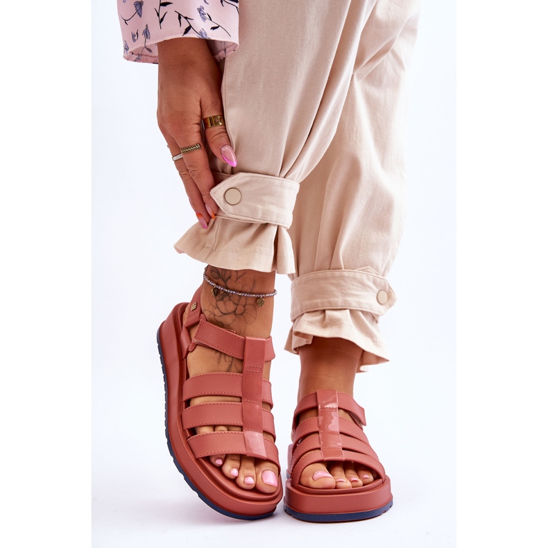 Sandalias Veganas De Mujer Con Velcro ZAXY JJ285016 Rosa Sucio rosado 1