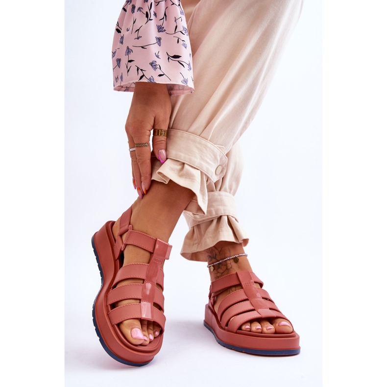 Sandalias Veganas De Mujer Con Velcro ZAXY JJ285016 Rosa Sucio rosado 2