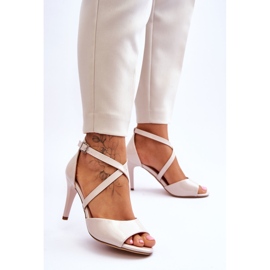 Sergio Leone Sandalias De Moda Sobre Tacón Lacado Beige Loressa 3