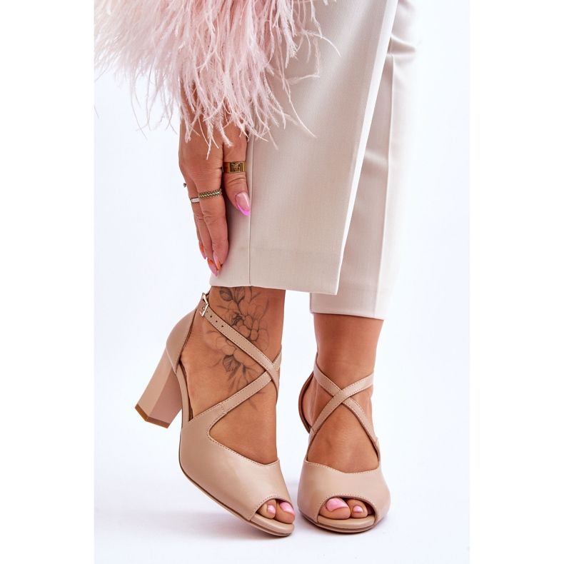 Sandalias Mujer Con Tacón Sergio Leone SK864 Beige Oscuro 1