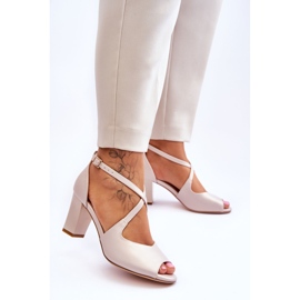 Sandalias Mujer Con Tacón Sergio Leone SK864 Beige Perla 2