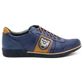 Polbut Zapatos casual hombre piel 2113 azul marino amarillo 1