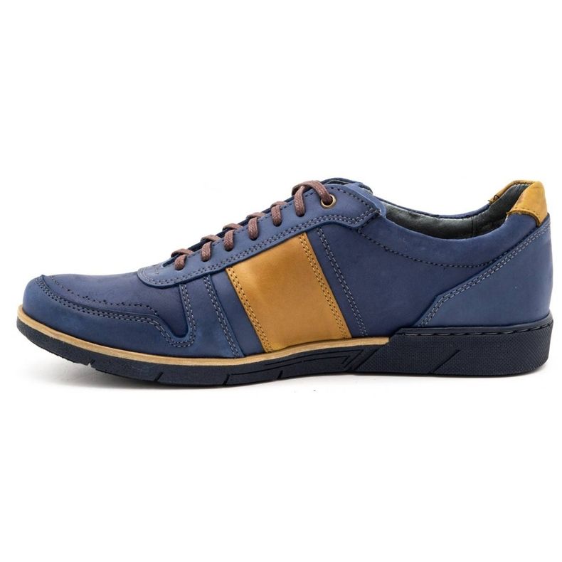 Polbut Zapatos casual hombre piel 2113 azul marino amarillo 2
