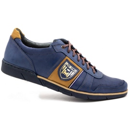 Polbut Zapatos casual hombre piel 2113 azul marino amarillo 3
