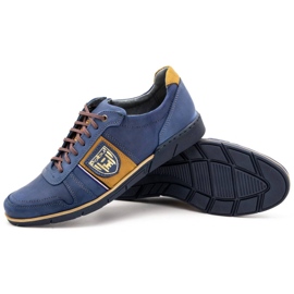 Polbut Zapatos casual hombre piel 2113 azul marino amarillo 5