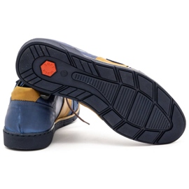 Polbut Zapatos casual hombre piel 2113 azul marino amarillo 6