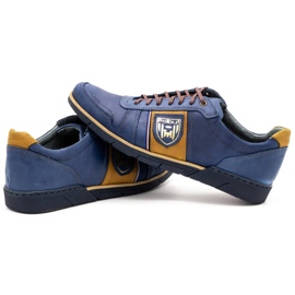 Polbut Zapatos casual hombre piel 2113 azul marino amarillo 7