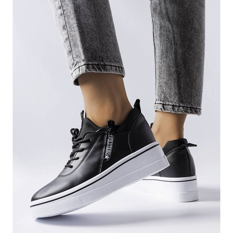 Deportivas negras con cuña baja de Mathieu negro 1