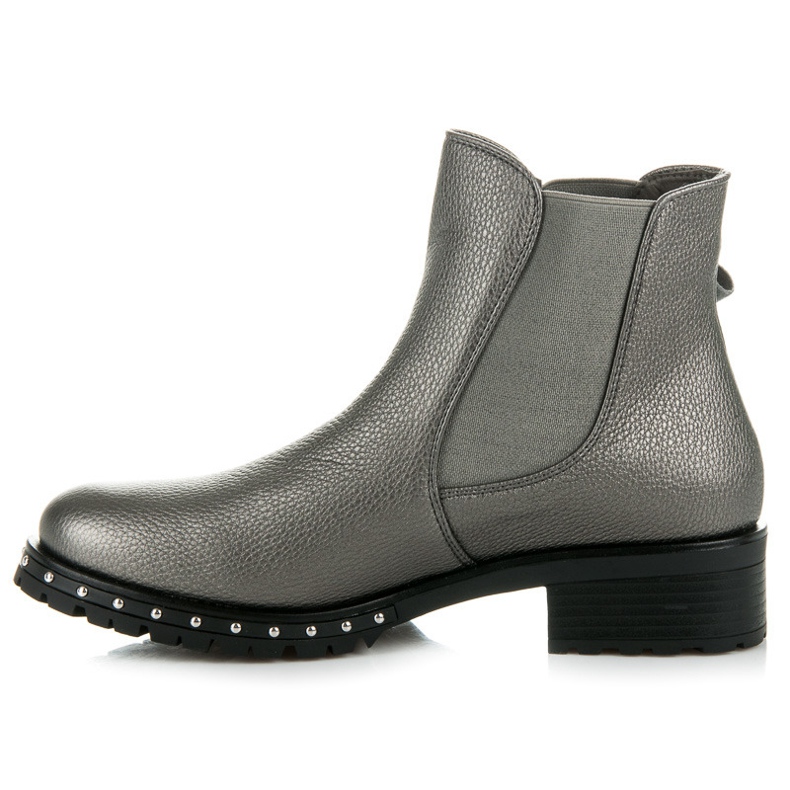 Ideal Shoes Botines Chelsea Plateados Con Lazo gris 2